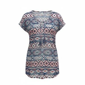 Francesca's Collections Multicolor Geometric Swim Coverup Sheer S/M NWT